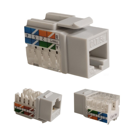 Cat5e Gray Keystone Jack 45° Angled Punchdown Network Connector Multipack LOT Cat5e Gray Keystone Jack 45° Angled Punchdown Network Connector Multipack LOT