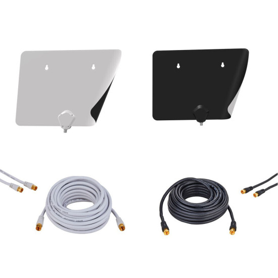 TV Digital Indoor Antenna Dual-Color Flat w/RG6 Coaxial Cable HDTV VHF UHF LOT TV Digital Indoor Antenna Dual-Color Flat w/RG6 Coaxial Cable HDTV VHF UHF LOT
