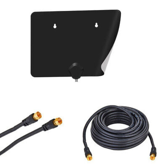 TV Digital Indoor Antenna Dual-Color Flat w/RG6 Coaxial Cable HDTV VHF UHF LOT TV Digital Indoor Antenna Dual-Color Flat w/RG6 Coaxial Cable HDTV VHF UHF LOT