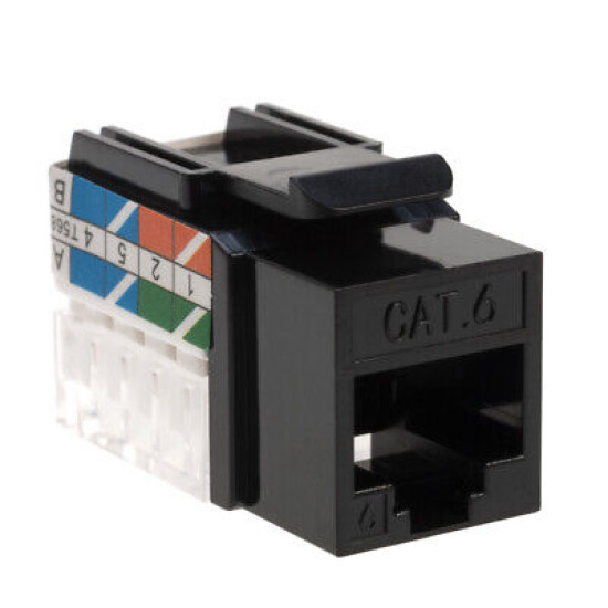 Cat6 Black Keystone Jack 45° Angled Punchdown Network Connector Multipack LOT Cat6 Black Keystone Jack 45° Angled Punchdown Network Connector Multipack LOT