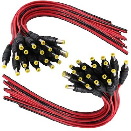DC Power Pigtail Cable Plug 18AWG 2.1mm x 5.5mm 12V 5A Male Connector Pack Lot DC Power Pigtail Cable Plug 18AWG 2.1mm x 5.5mm 12V 5A Male Connector Pack Lot