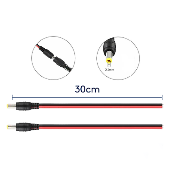 DC Power Pigtail Cable Plug 18AWG 2.1mm x 5.5mm 12V 5A Male Connector Pack Lot DC Power Pigtail Cable Plug 18AWG 2.1mm x 5.5mm 12V 5A Male Connector Pack Lot