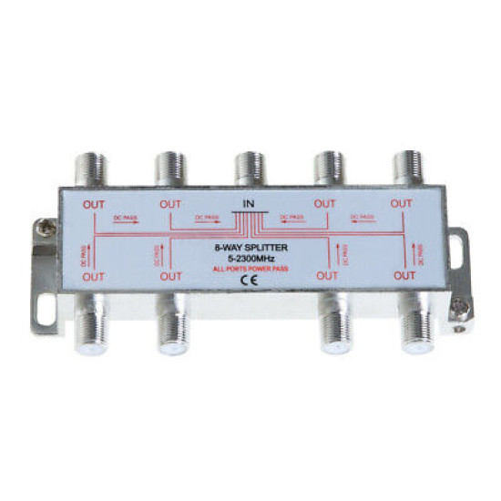 8-Way TV Coaxial Cable Splitter 5-2300MHz For RG6 RG59 TV Antenna Coax Adapter