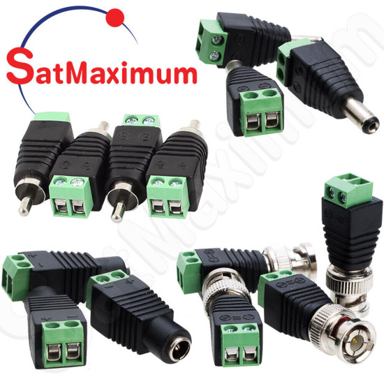 DC Power Connector 2.1 x 5.5mm BNC RCA Male /Female CCTV Video Balun Adapter LOT DC Power Connector 2.1 x 5.5mm BNC RCA Male /Female CCTV Video Balun Adapter LOT