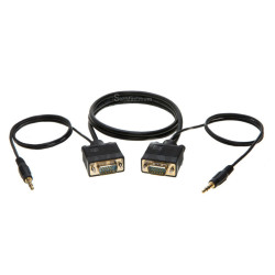3FT SVGA Video Cable + 3.5mm Audio Jack Male to Male PC Display Monitor Cord